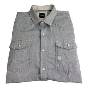 7 Diamonds Blue Pattern Pearl Snap Shirt Size Large